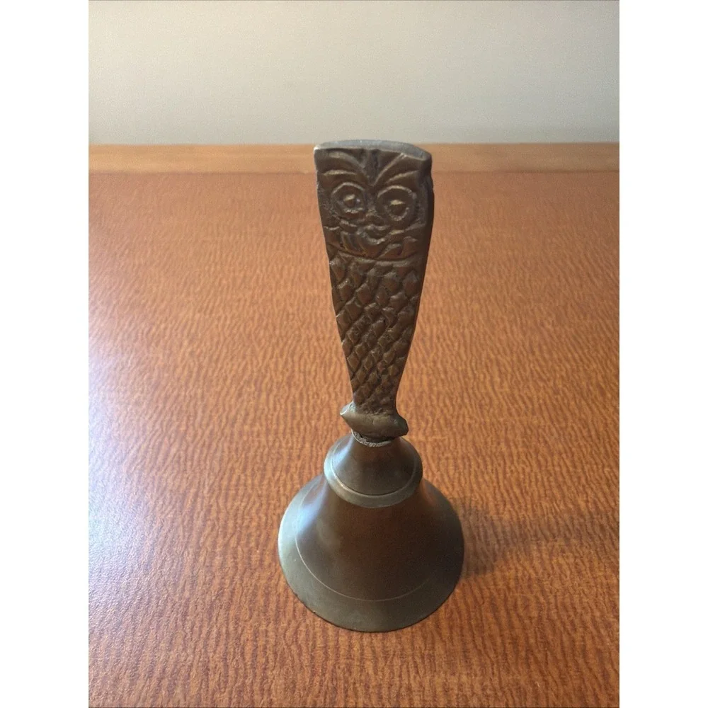 Vintage Small Brass Owl Bell 3.5